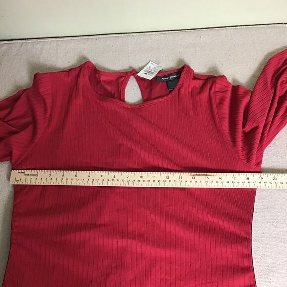 Ashley Stewart Dress Sz. 14/16 NWT Red Ribbed Midi Stretch Long/SL - Picture 7 of 10